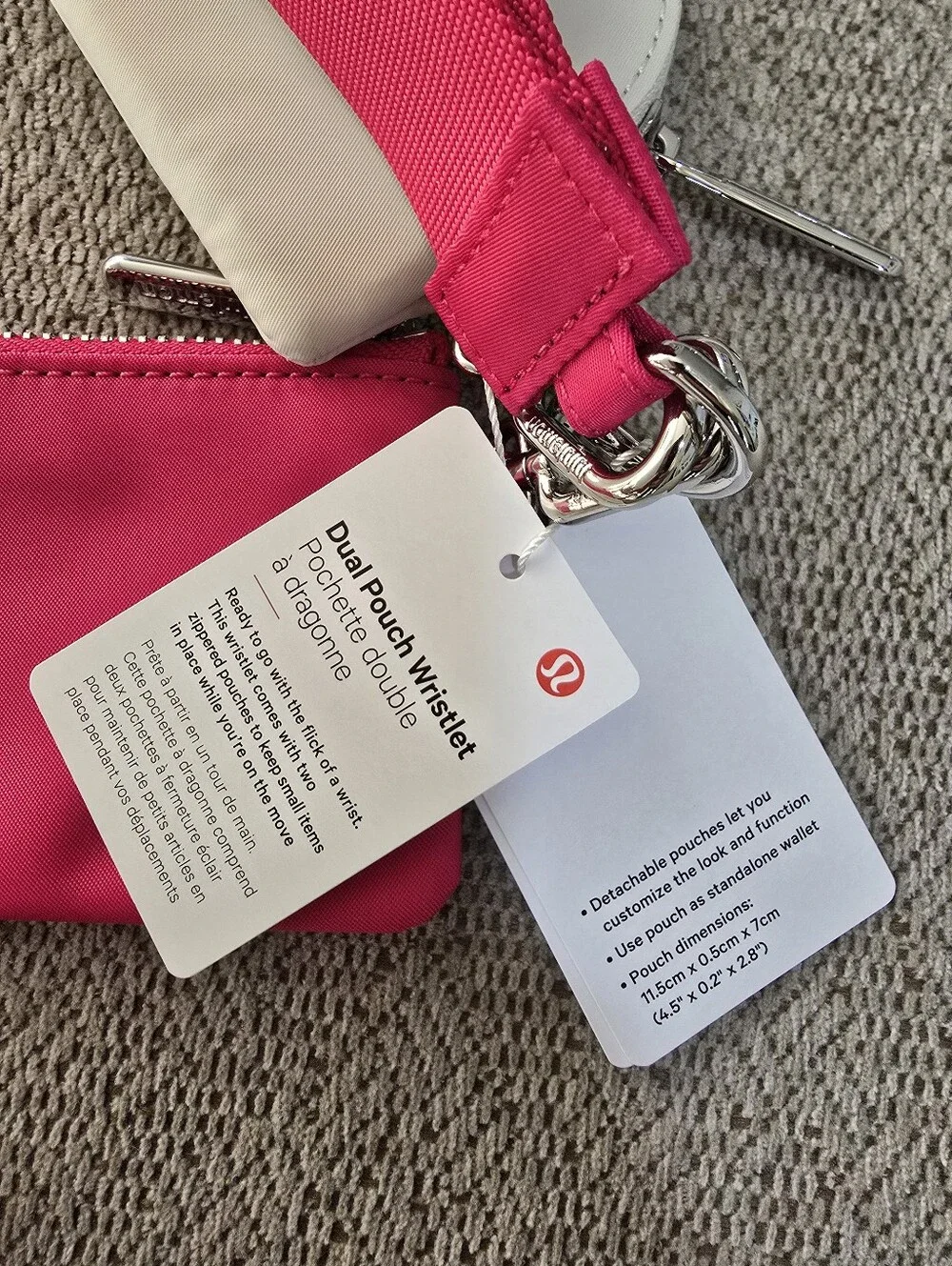 Lululemon PSNT/Bone Pink Off White Dual Pouch Wristlet